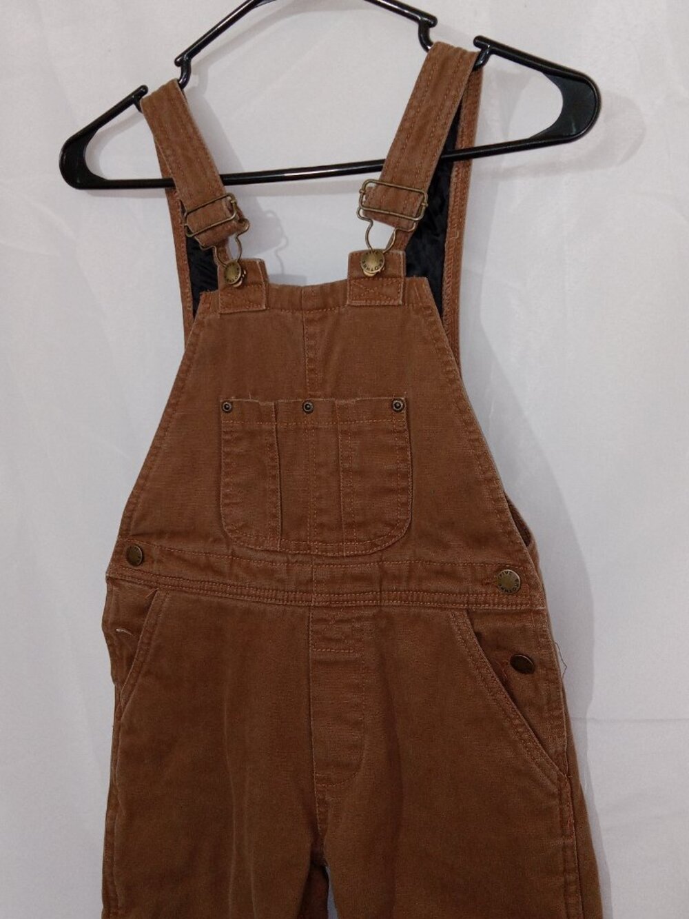 Five Brother Kids Insulated Duck Canvas Bib Overalls Youth Size S Brown Workwear - Picture 2 of 15